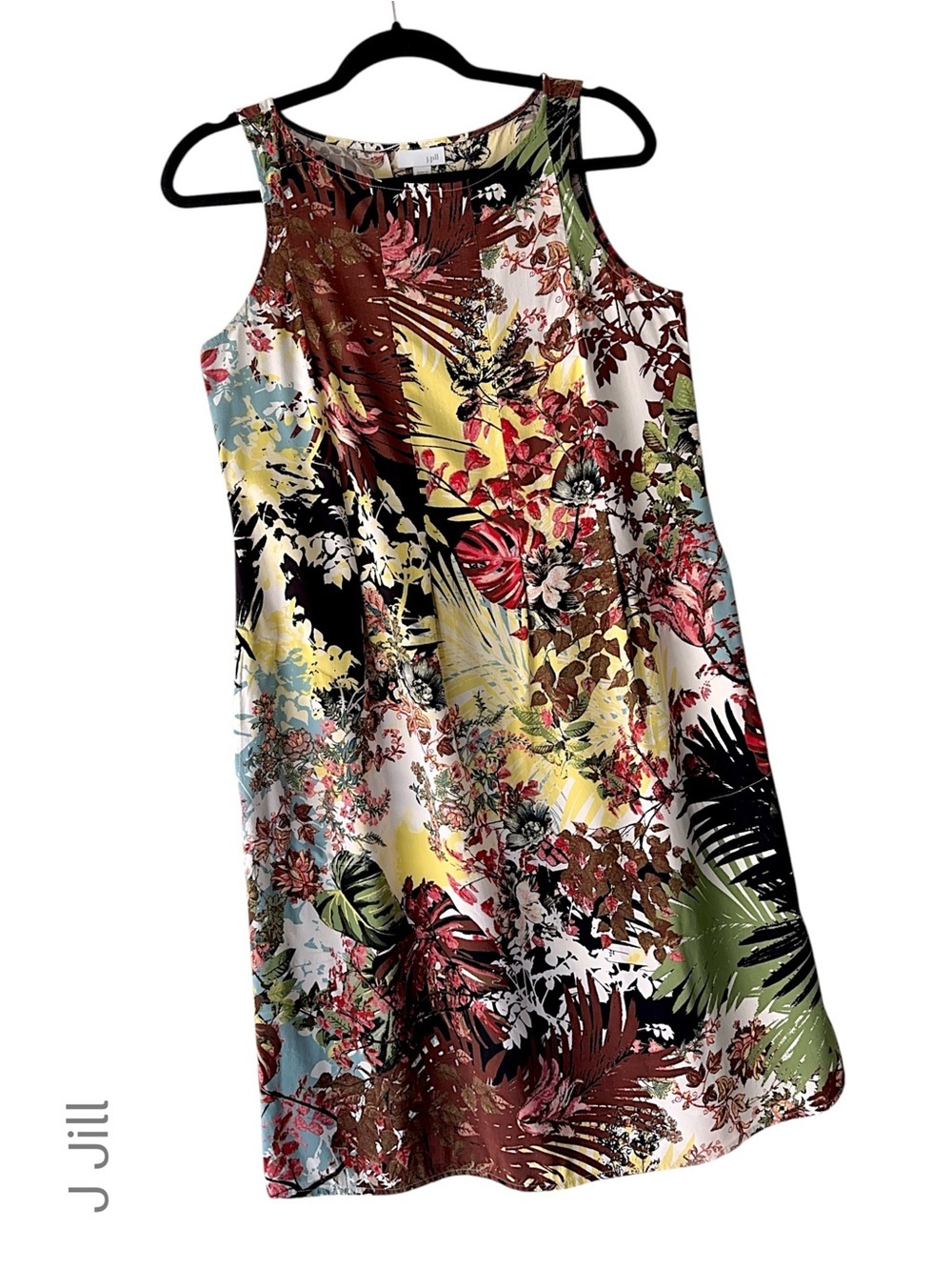 J JILL NWOT FLORAL TROPICAL SLEEVELESS DRESS POCKETS | EXTRA SMALL